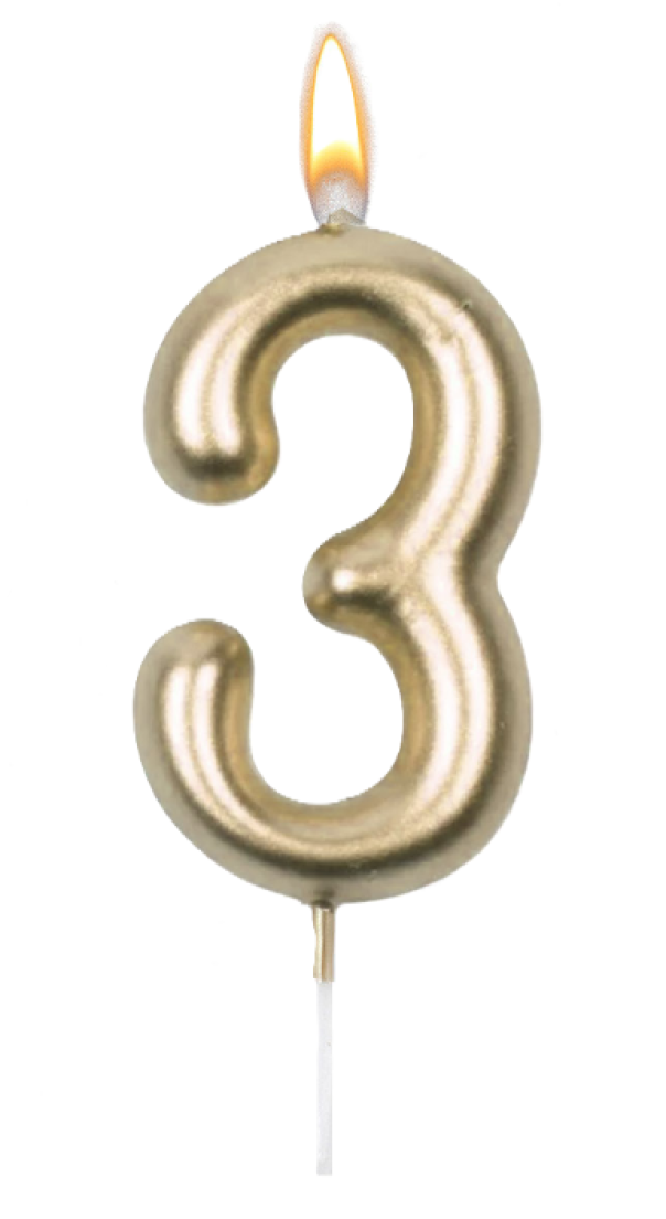 Candelina n.3 oro metal 9cm