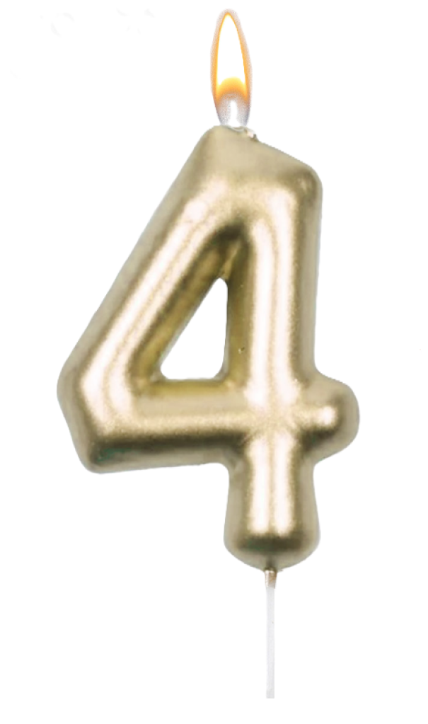 Candelina n.4 oro metal 9cm