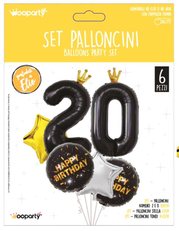 Set palloncini Wooparty 20anni 6pz