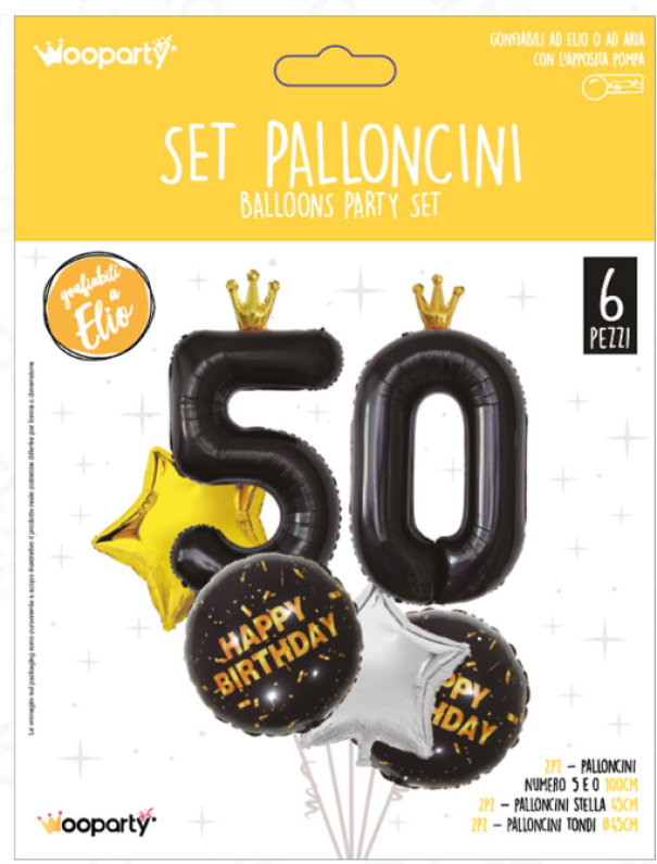 Set palloncini Wooparty 50anni 6pz