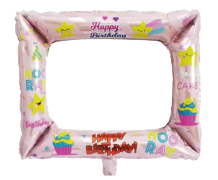 Palloncino cornice selfie rosa metal 50x59cm