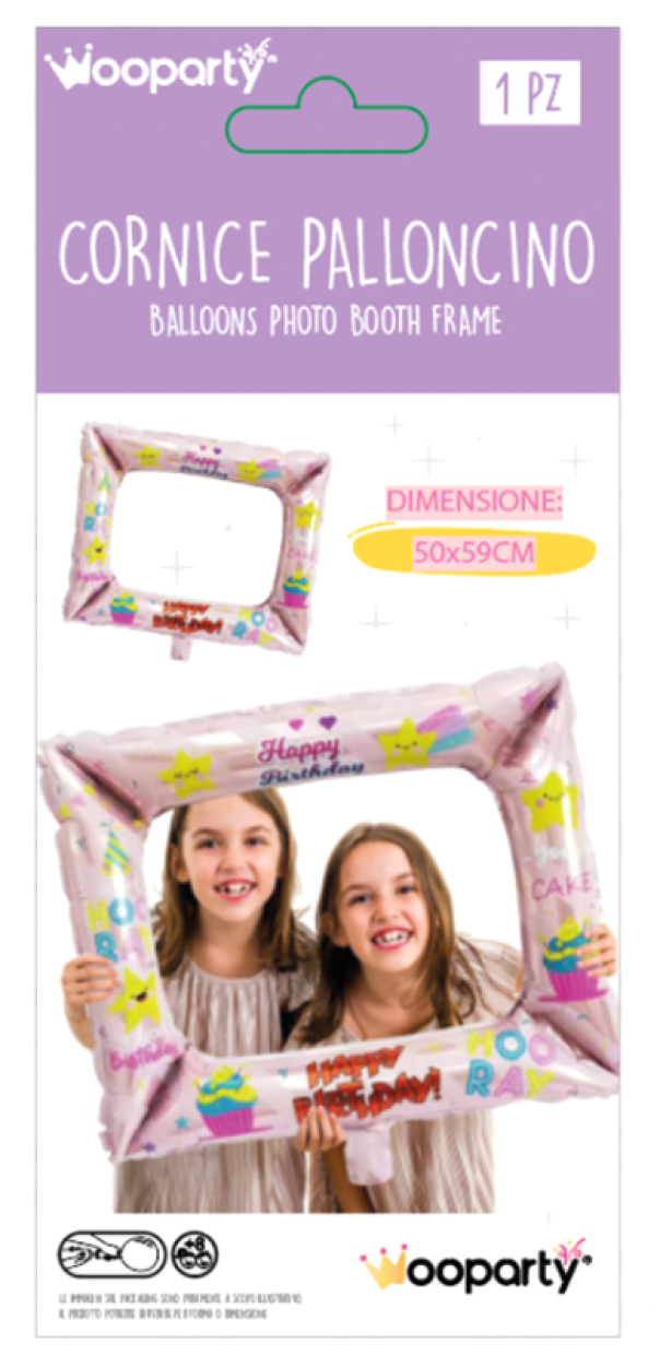 Palloncino cornice selfie rosa metal 50x59cm