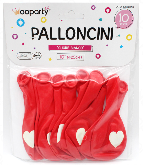 Palloncino cuore 10'' confezione da 10