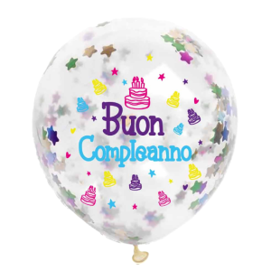 Palloncini compleanno con coriandoli 6pz