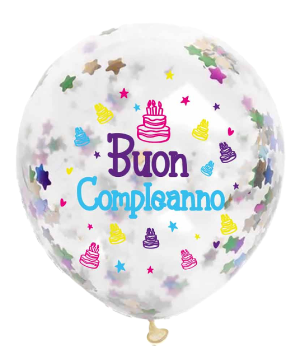 Palloncini Compleanno con coriandoli 6pz