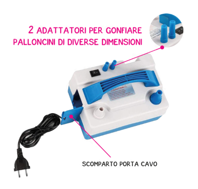 Pompa elettrica per palloncini da 700W con doppio ugello