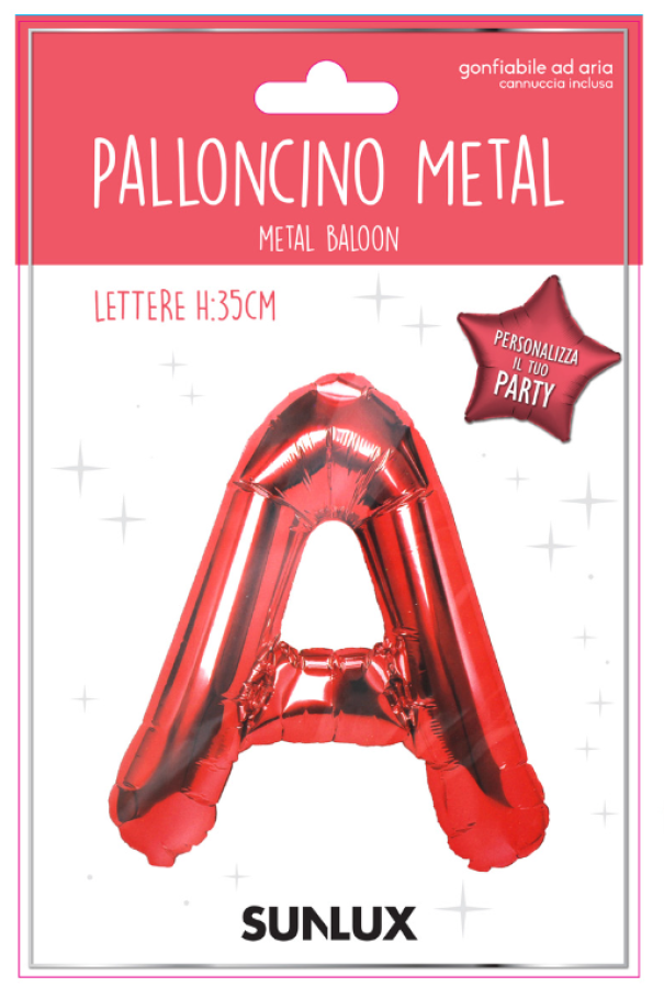 Palloncino lettera A rosso metal 35cm