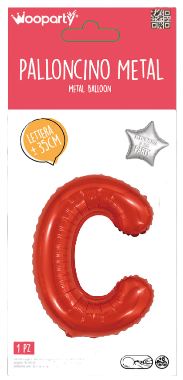 Palloncino lettera C rosso metal 35cm