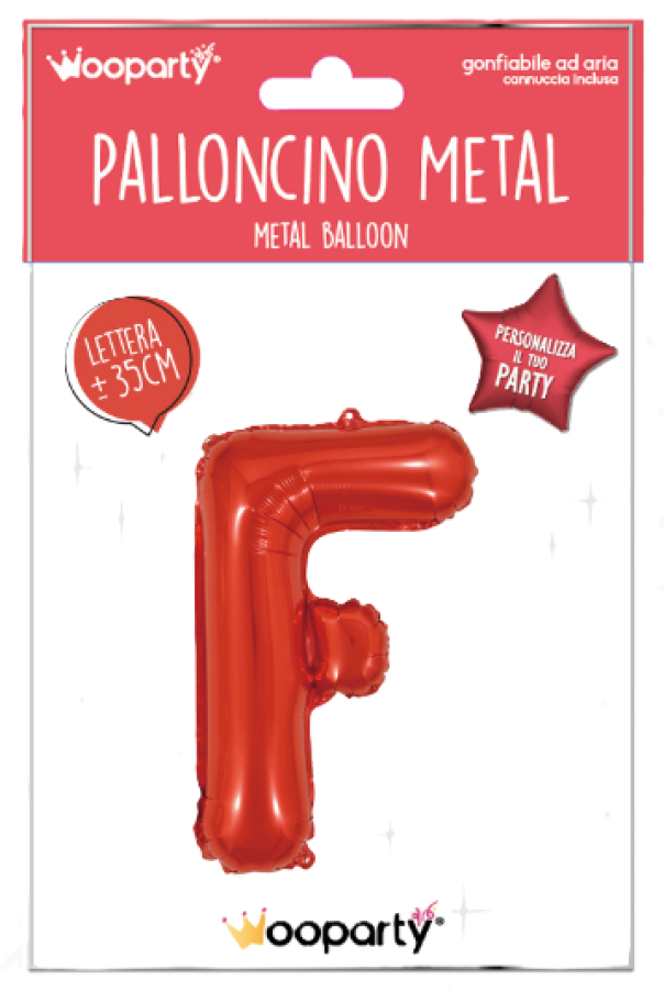 Palloncino lettera F rosso metal 35cm