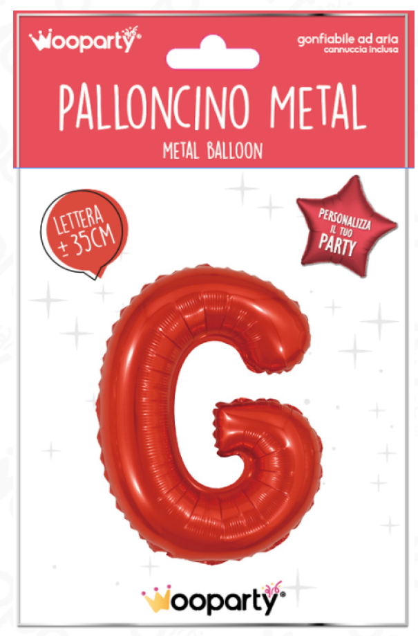 Palloncino lettera G rosso metal 35cm