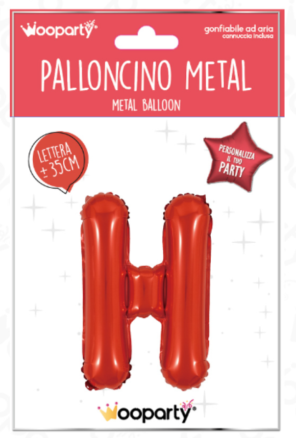 Palloncino lettera H rosso metal 35cm