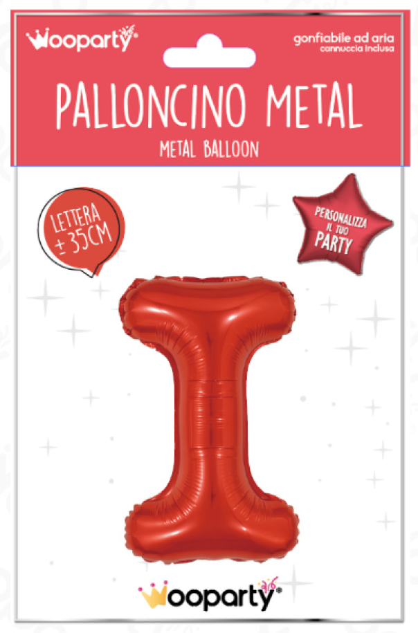 Palloncino lettera I rosso metal 35cm