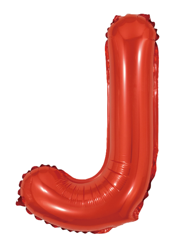 Palloncino lettera J rosso metal 35cm