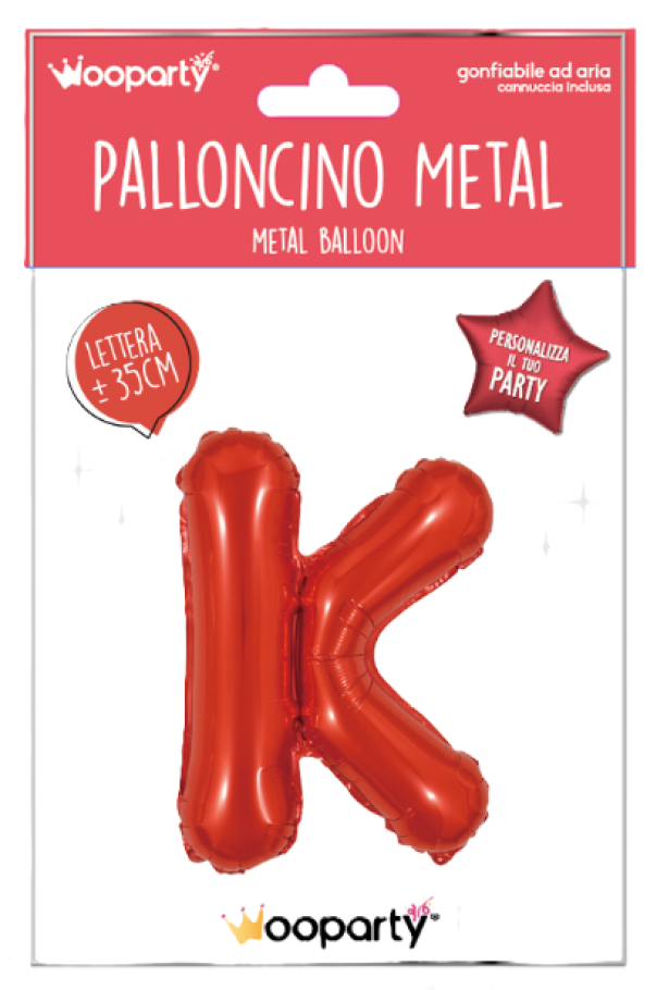 Palloncino lettera K rosso metal 35cm