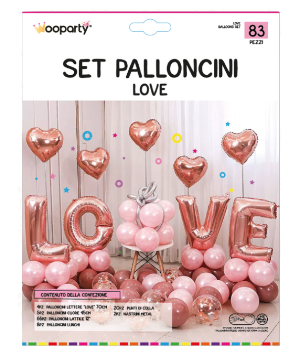 Set palloncini LOVE 83pz assortiti