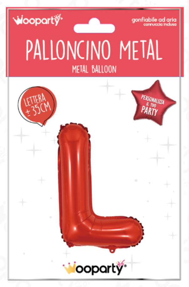 Palloncino lettera L rosso metal 35cm