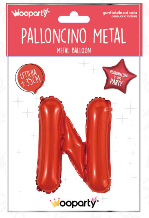 Palloncino lettera N rosso metal 35cm