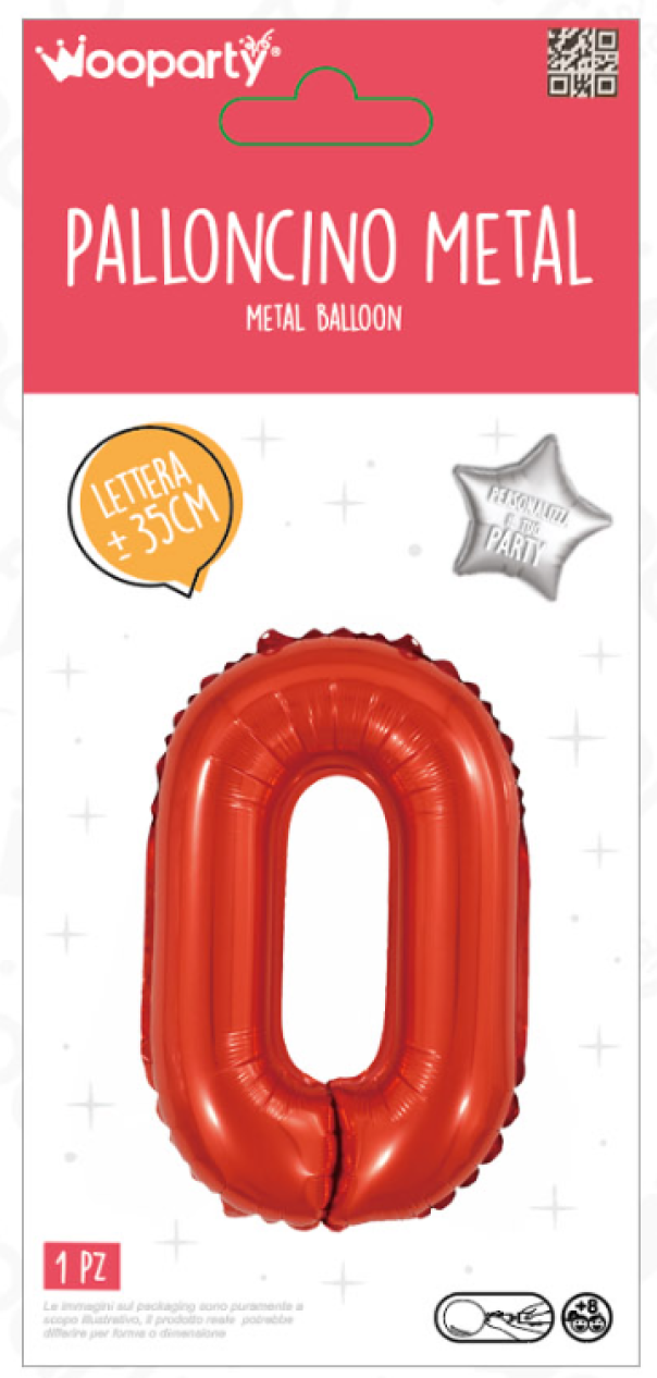 Palloncino lettera O rosso metal 35cm