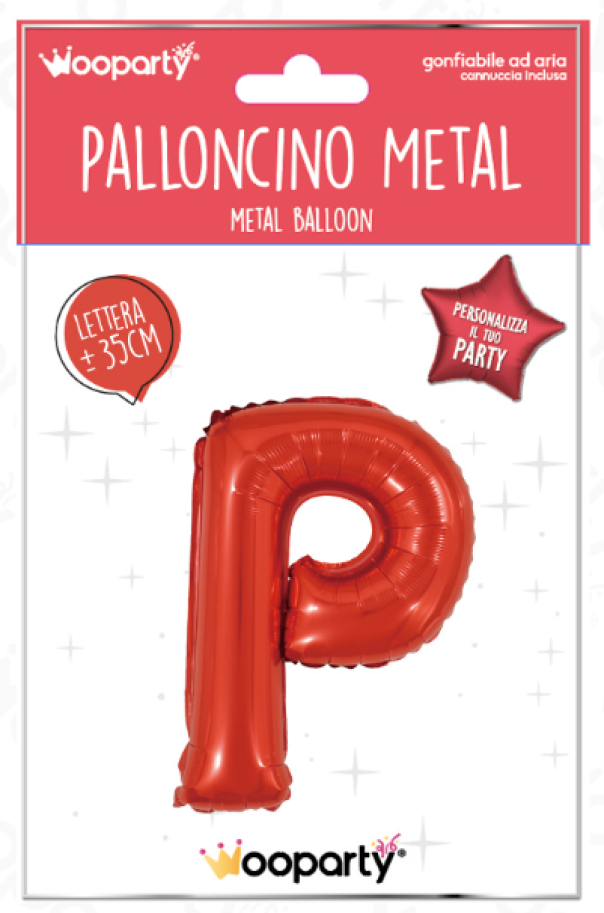 Palloncino lettera P rosso metal 35cm