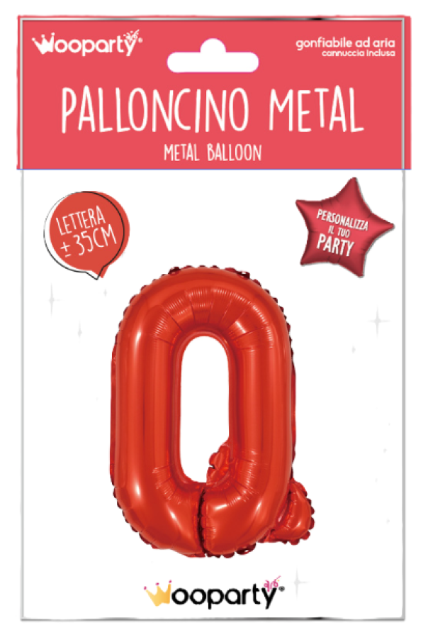 Palloncino lettera Q rosso metal 35cm