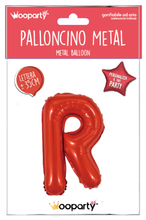 Palloncino lettera R rosso metal 35cm