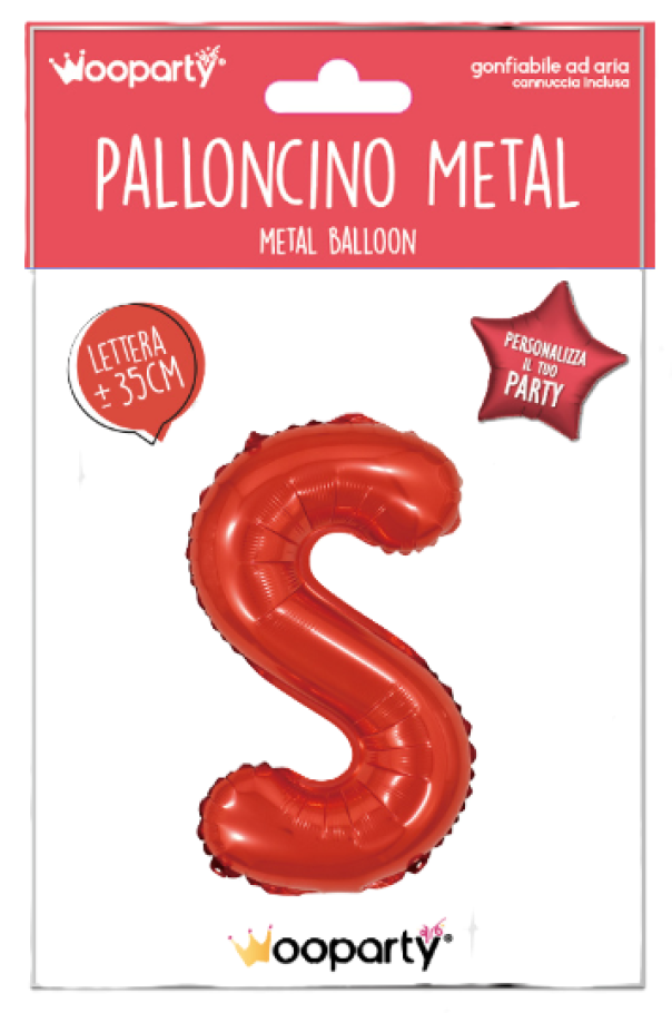 Palloncino lettera S rosso metal 35cm