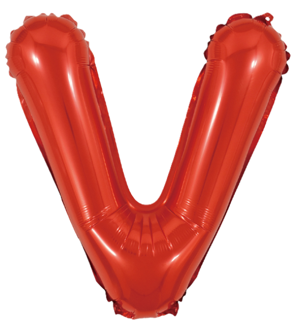 Palloncino lettera V rosso metal 35cm