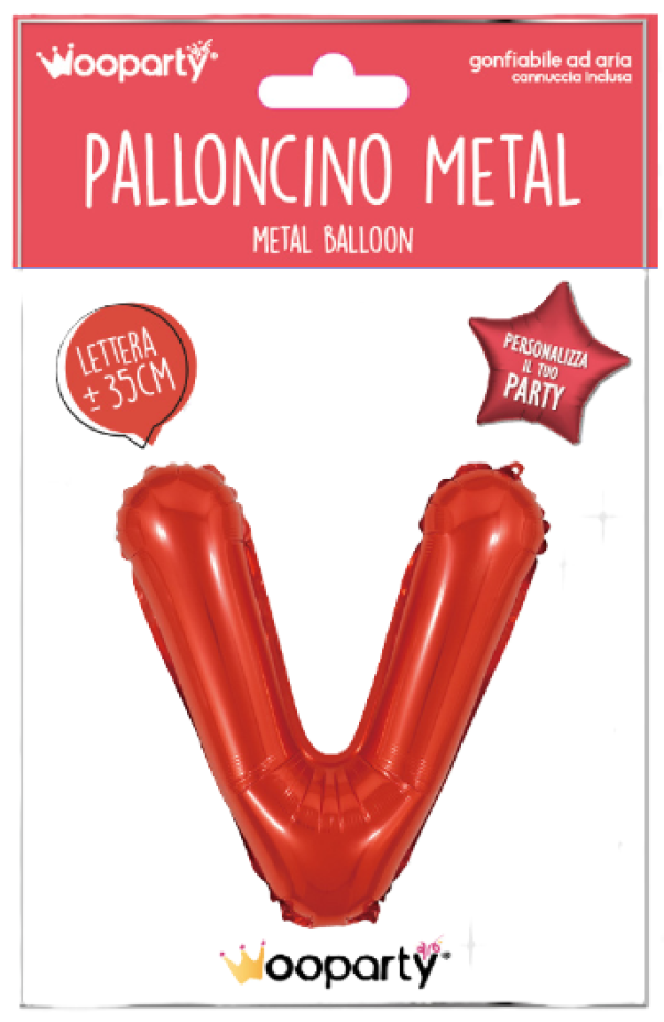 Palloncino lettera V rosso metal 35cm