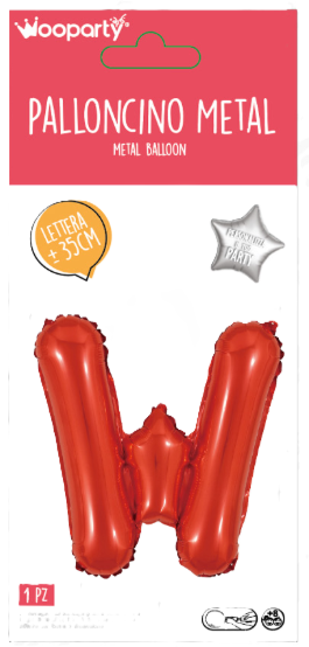 Palloncino lettera W rosso metal 35cm