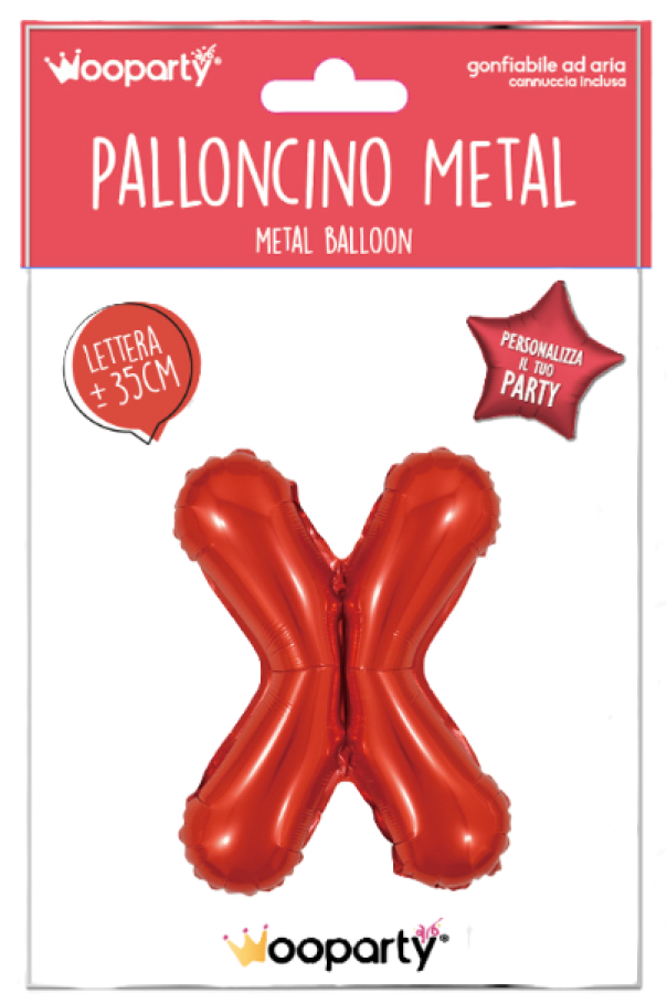 Palloncino lettera X rosso metal 35cm