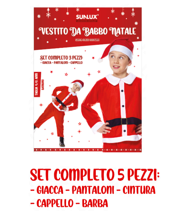 Vestito Babbo Natale bambino 4-6 anni set completo 5pz