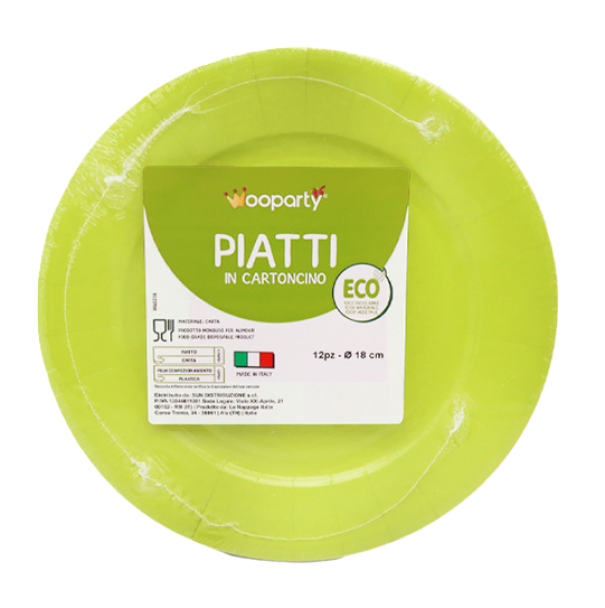 Piatti carta monouso verdi 12pz 18cm