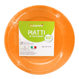 Piatti carta monouso arancio 12pz 18cm