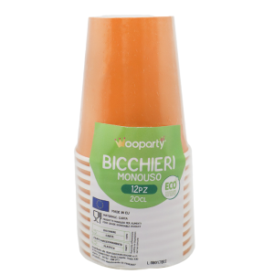 Bicchieri carta monouso arancio 20cl 12 pezzi