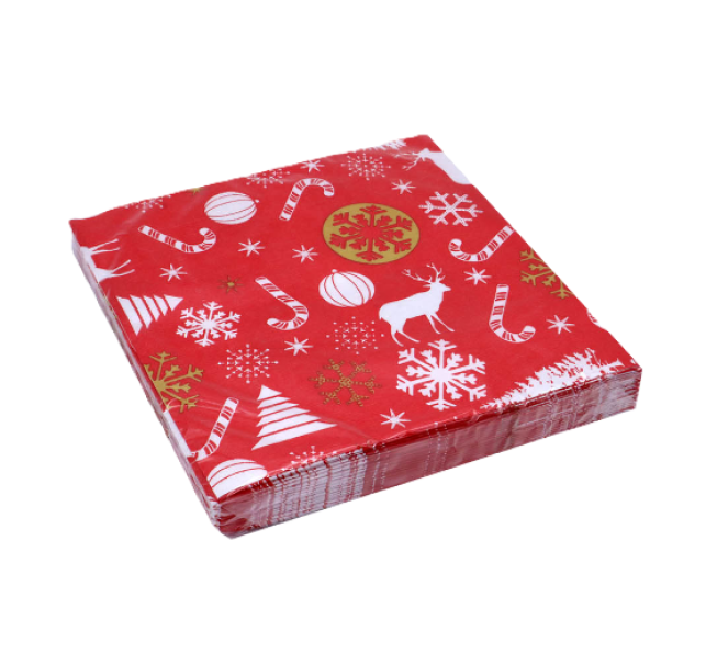 Tovaglioli Natalizi Xmas rosso 33x33cm 3 veli 20 pezzi