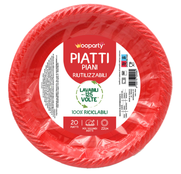 Piatti piani rosso 20pz 22cm