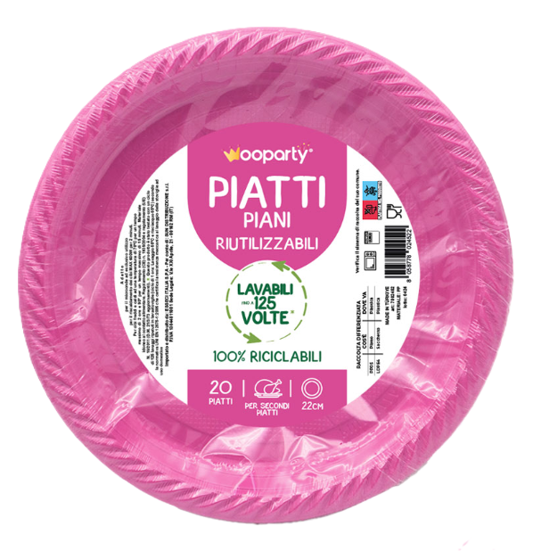 Piatti piani fucsia 20pz 22cm