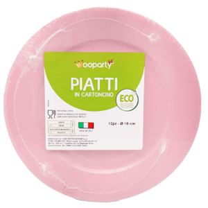 Piatti in carta rosa 12pz 18cm