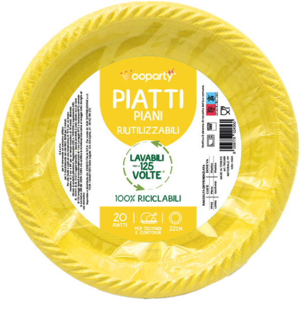 Piatti piani giallo 20pz 22cm