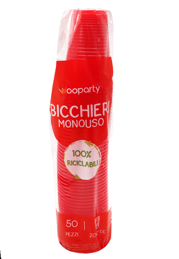 Bicchieri monouso rosso 50pz 200cc