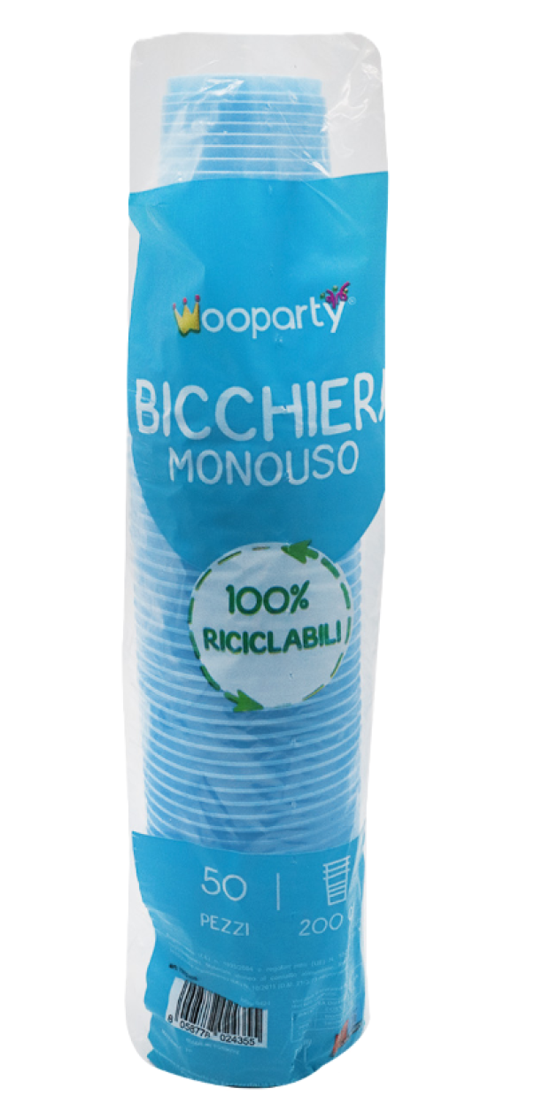 Bicchieri monouso celeste 50pz 200cc