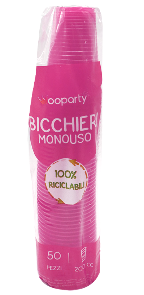 Bicchieri monouso fucsia 50pz 200cc