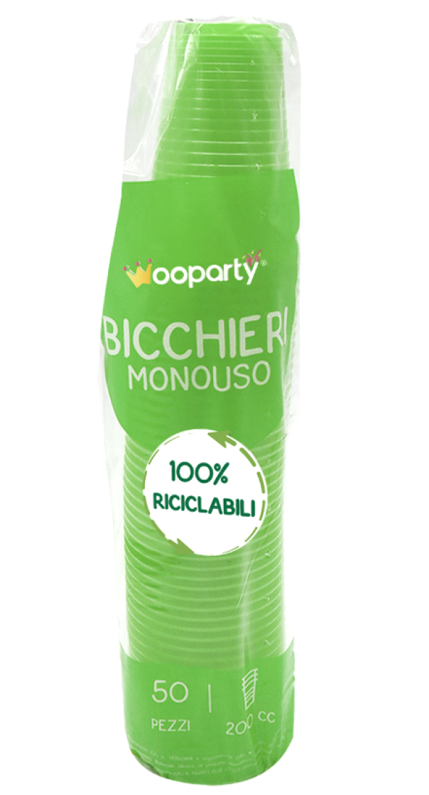 Bicchieri monouso verde 50pz 200cc