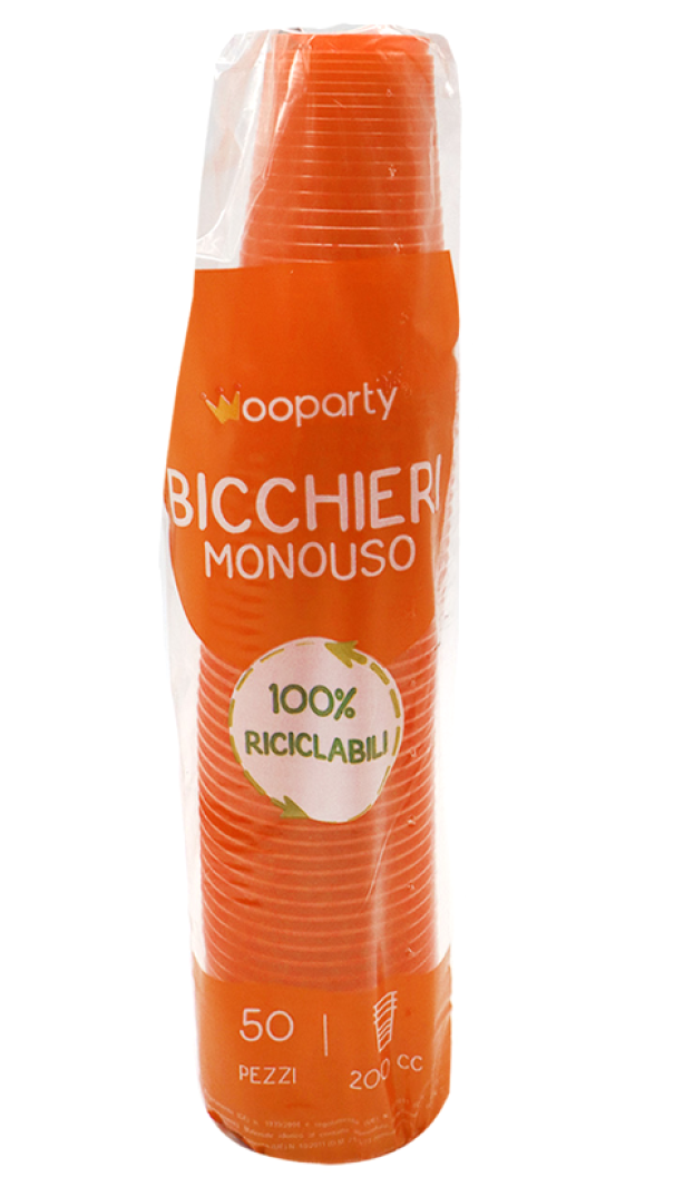 Bicchieri monouso arancio 50pz 200cc