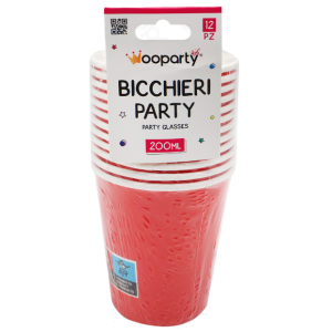 Bicchieri carta monouso rosso 12pz 200ml