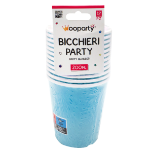 Bicchieri carta monouso celeste 12pz 200ml