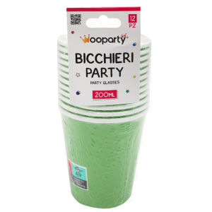 Bicchieri carta monouso verde 12pz 200ml