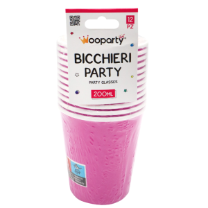 Bicchieri carta monouso fucsia 12pz 200ml