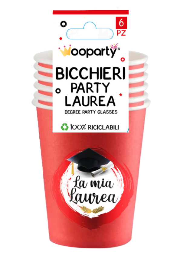 Bicchieri Laurea in carta 6pz