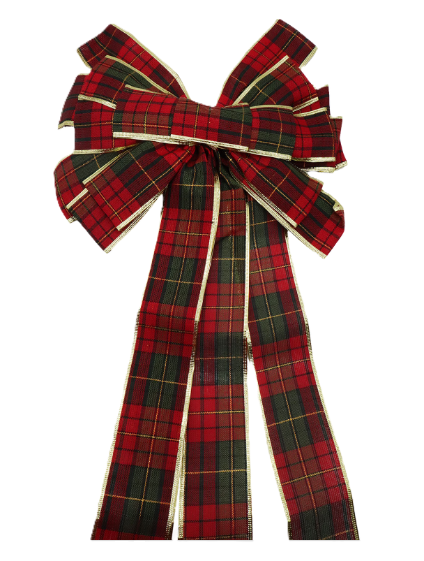 Fiocco di Natale vellutato tartan 135x43cm